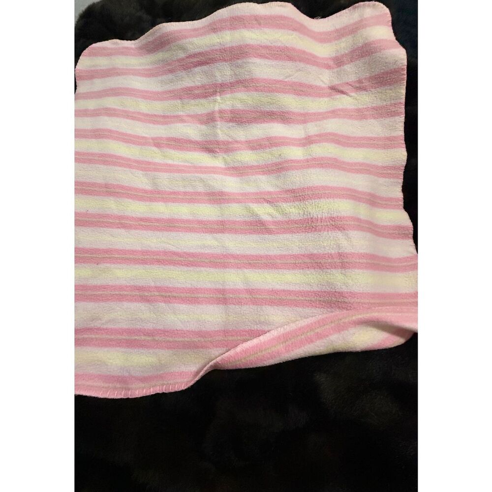 Baby gear pink white striped baby blanket 29x29 flannel